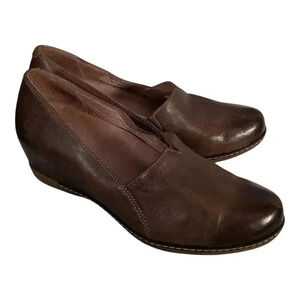 Dansko Liliana Shoes Wedge Loafer Brown Leather Women's 38/US 8